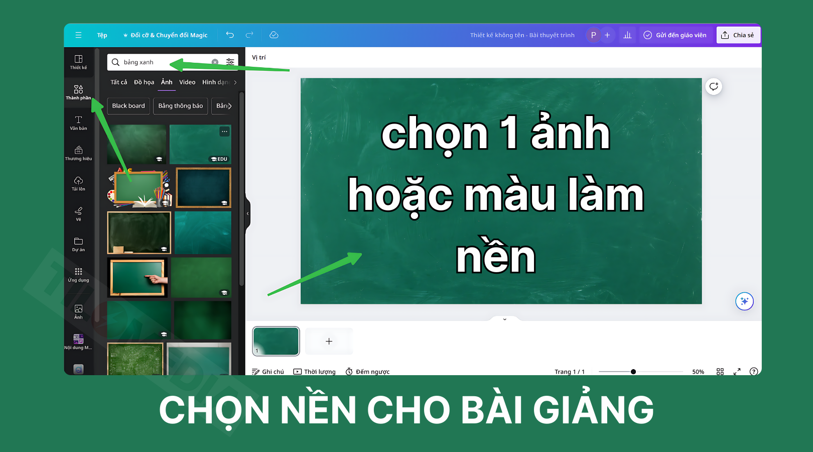 chọn nền cho bài giảng elearning