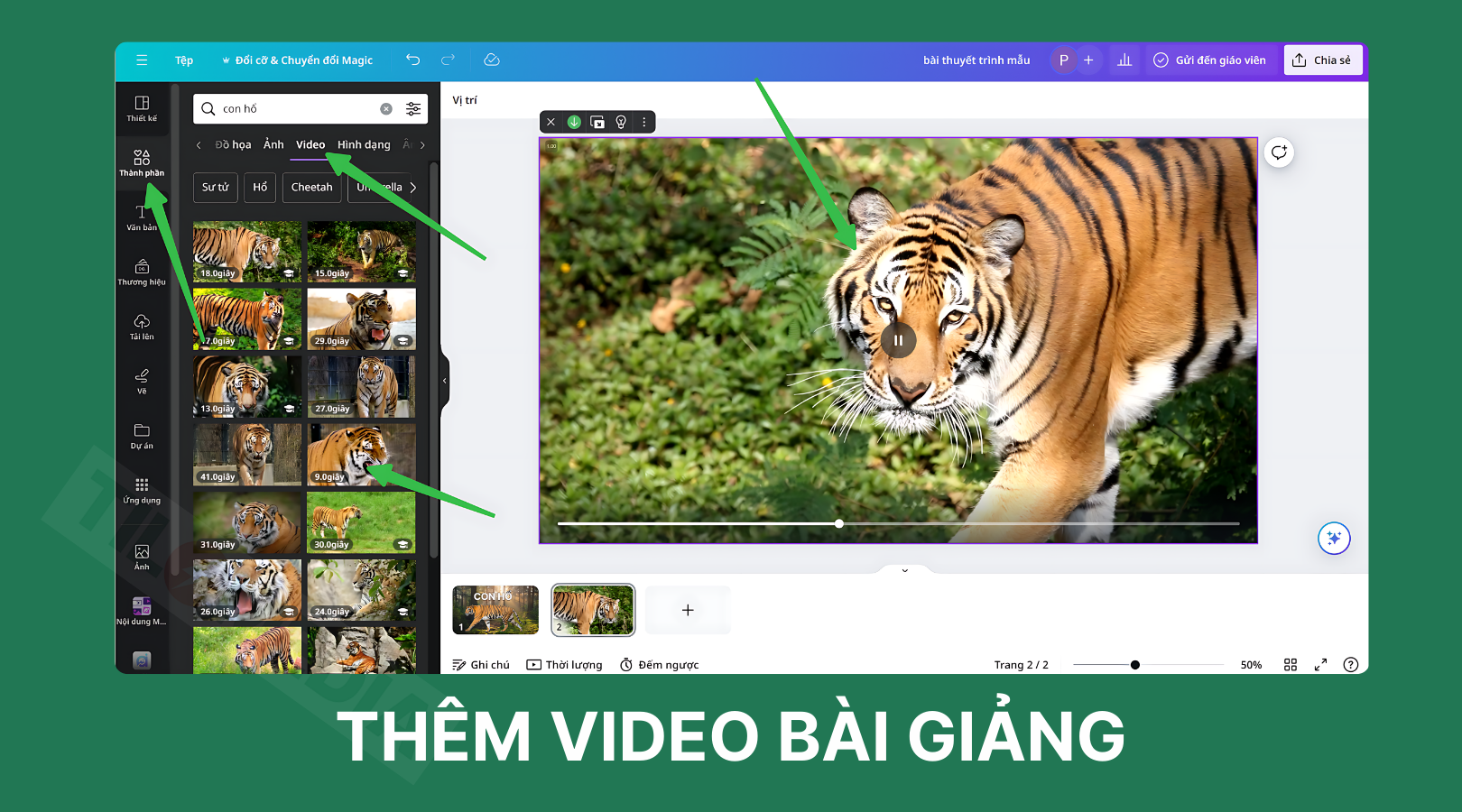 thêm video vào bài giảng online